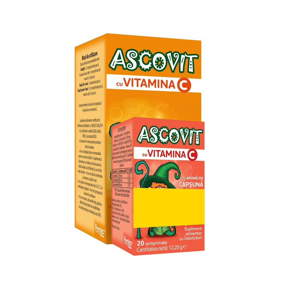 PERRIGO PACHET ASCOVIT ORANGE 100MG 60CPR + ASCOVIT CAPSUNI 100MG 20CPR 