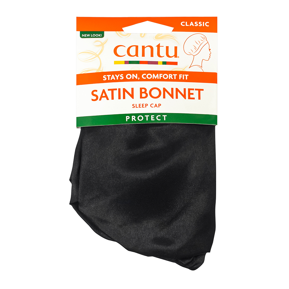 Boneta din satin pentru protejarea parului, Negru, 1 buc, Cantu