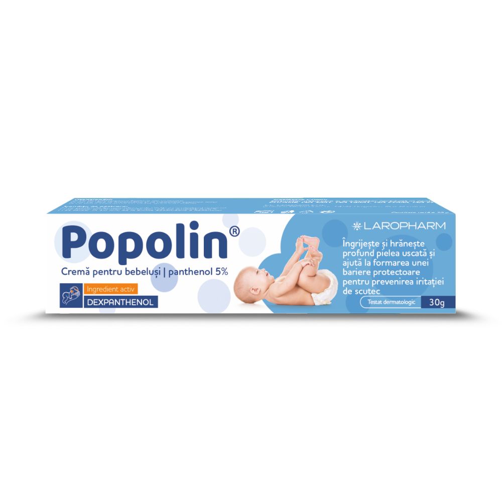 Crema pentru bebelusi cu panthenol 5% Popolin, 30 g, Laropharm