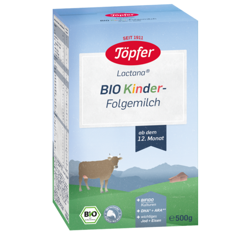 Lapte praf Bio Kinder Lactana, +12 luni, 500 g, Topfer