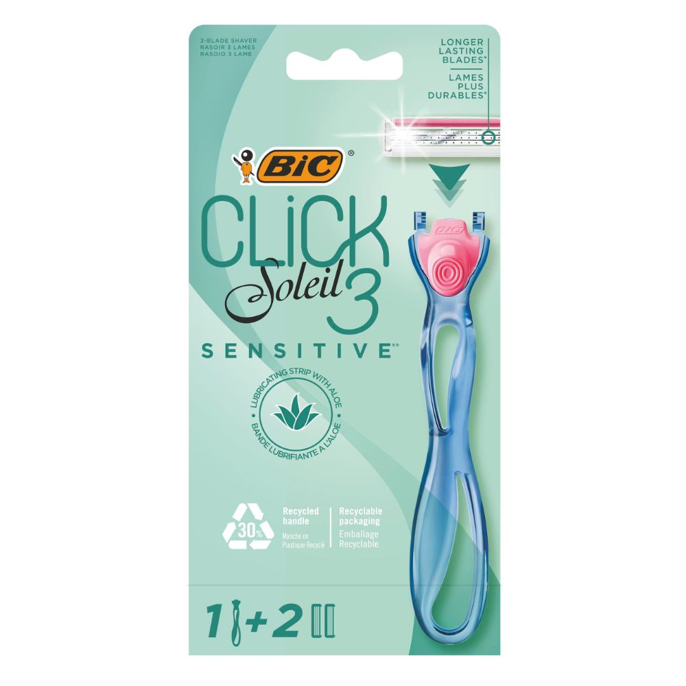 Aparat de ras pentru femei, cu 3 lame Hybrid Click Soleil Sensitive, 1 buc, Bic