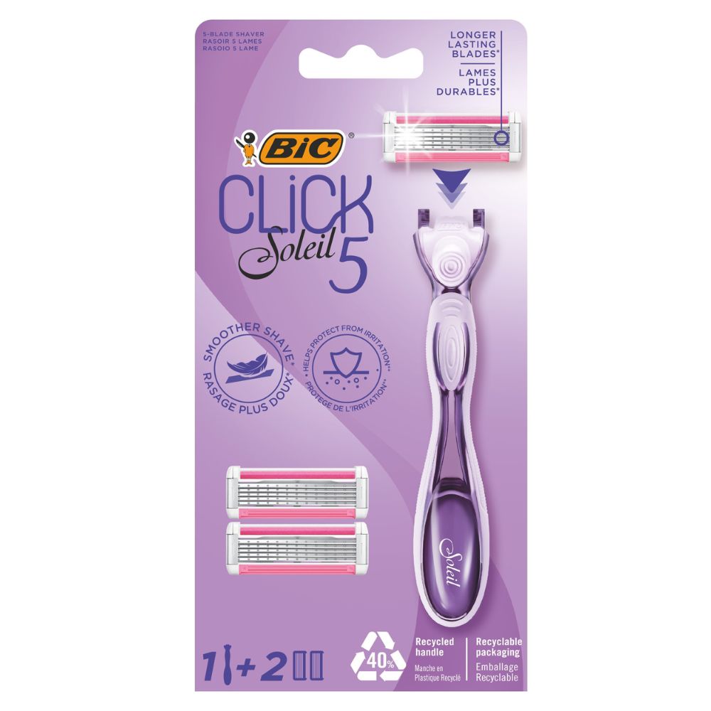 Aparat de ras pentru femei, cu 5 lame Click Soleil, 1+2 buc, BIC