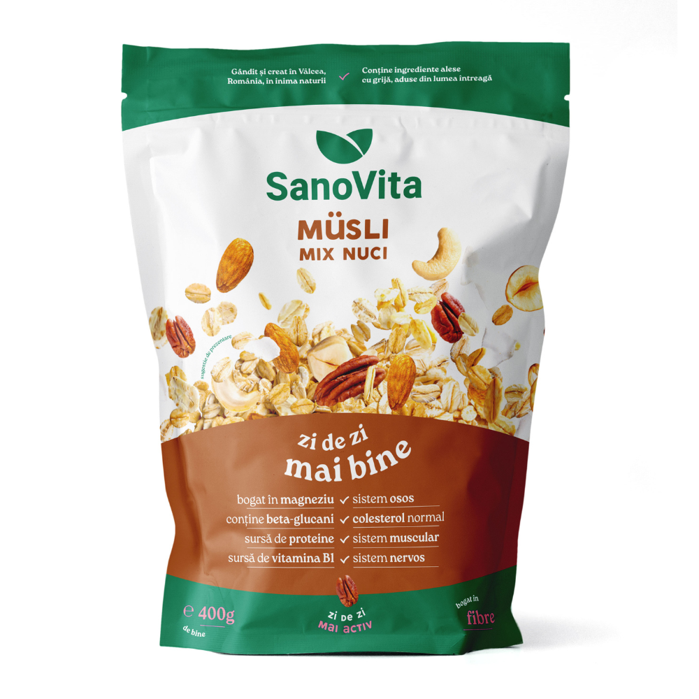 Musli cu mix de nuci, 400 g, Sanovita