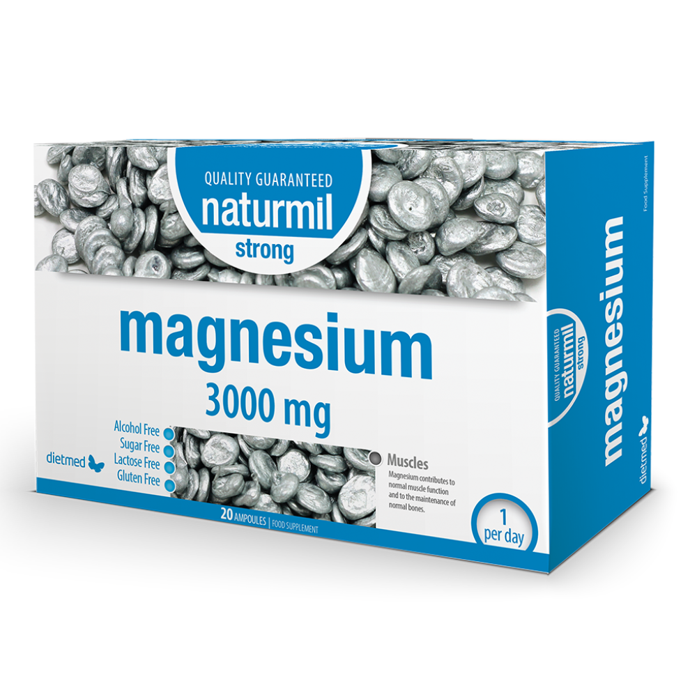 Magnesium Strong Naturmil, 3000 mg, 20 fiole buvabile, Dietmed