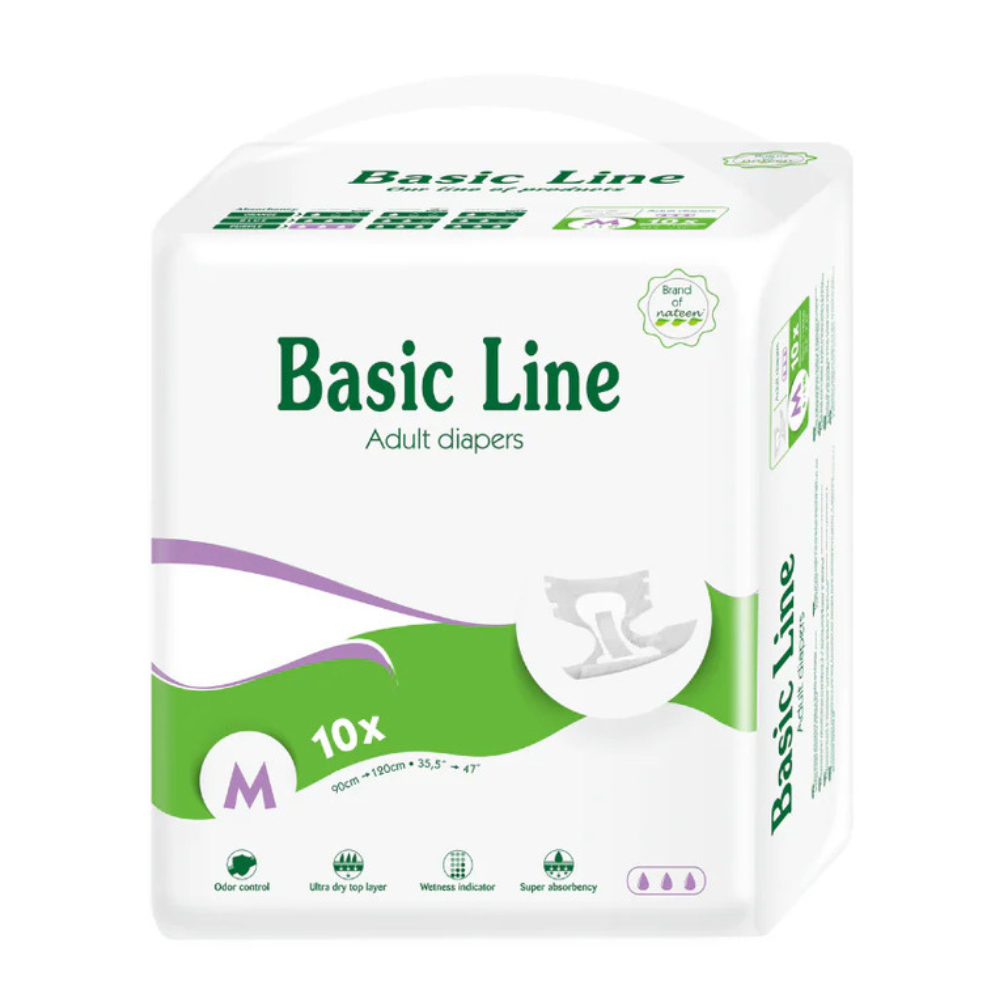 Scutece biodegradabile pentru adulti, Purple Basic Line, marime M, 10 bucati, Nateen