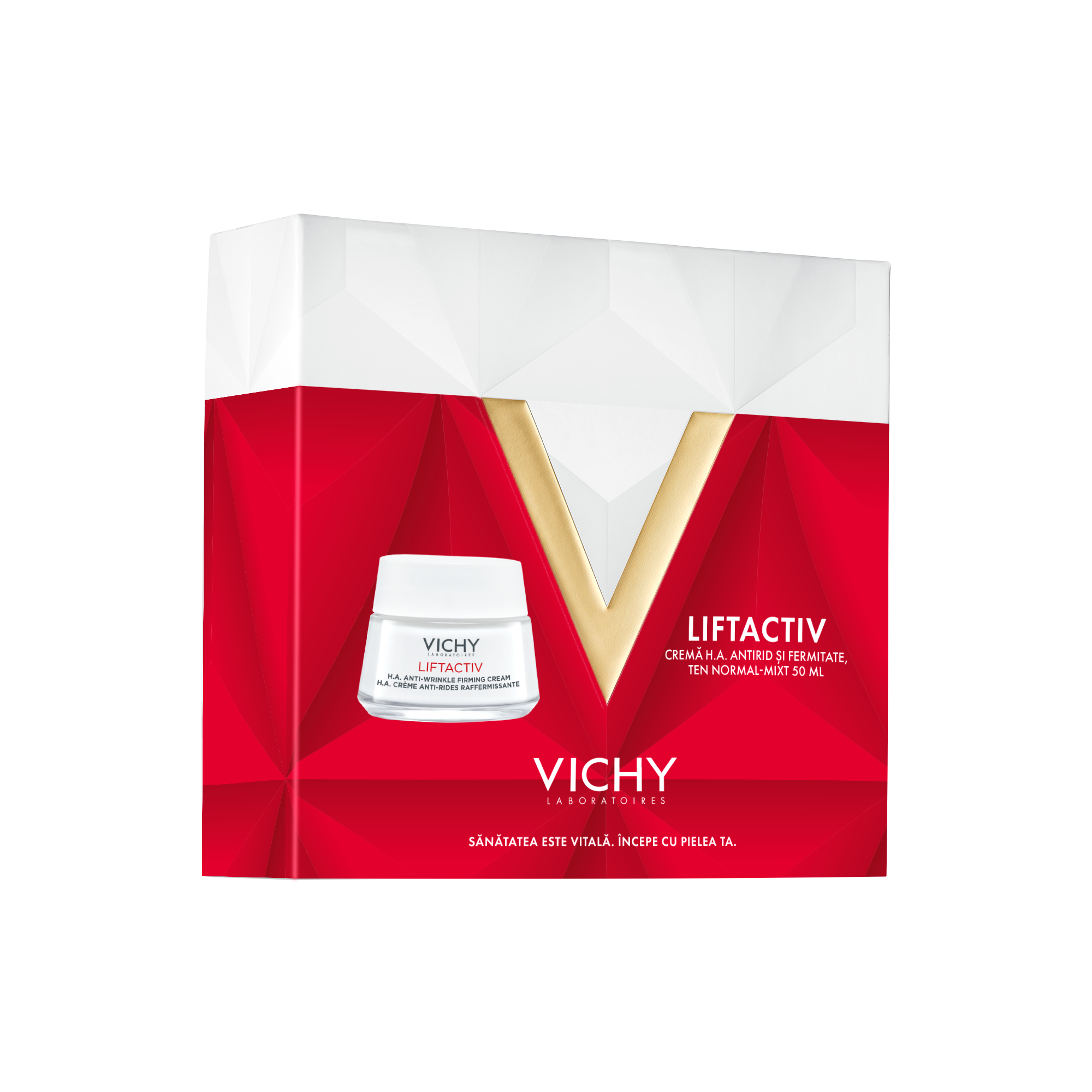 Trusa Liftactiv HA Crema de zi antirid si fermitate pentru ten normal si mixt, 50 ml, Vichy