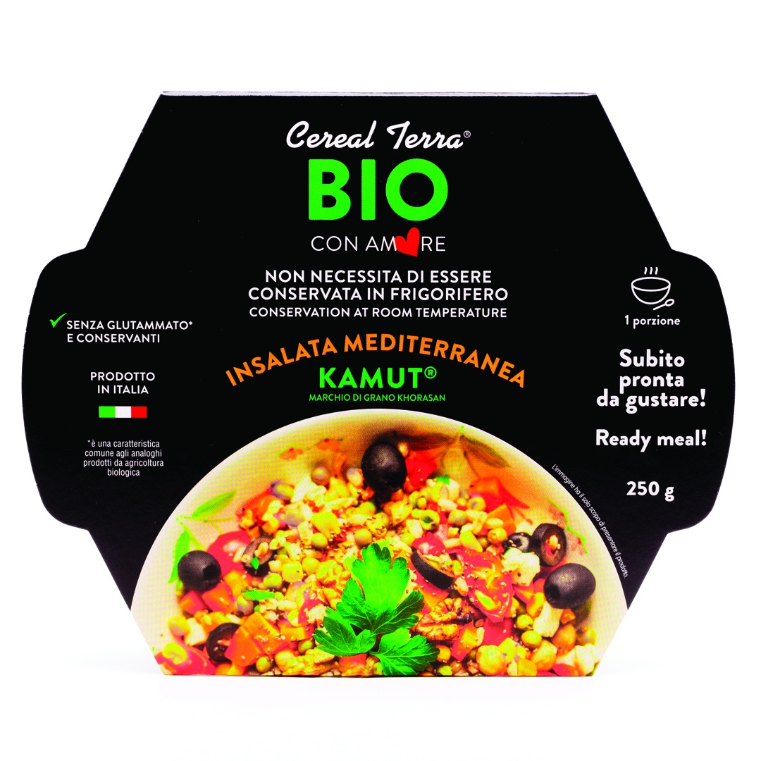 Salata Bio ready to eat cu grau kamut Insalata Mediteraneeana, 250 g, Cereal Terra