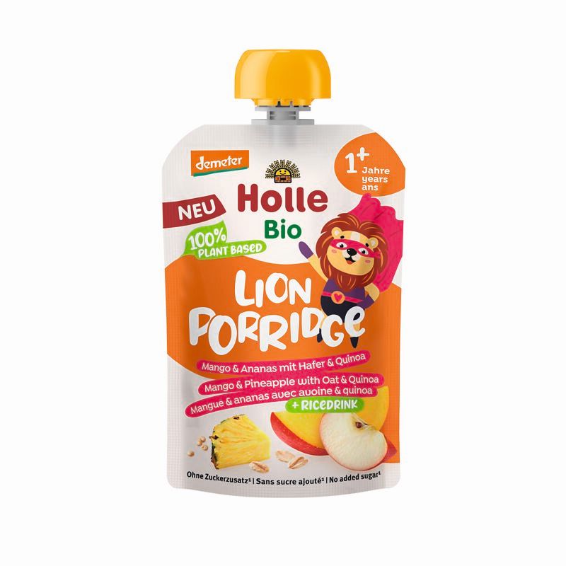 Piure din fructe cu cereal Porridge, +1 an, 110 g, Lion, Holle