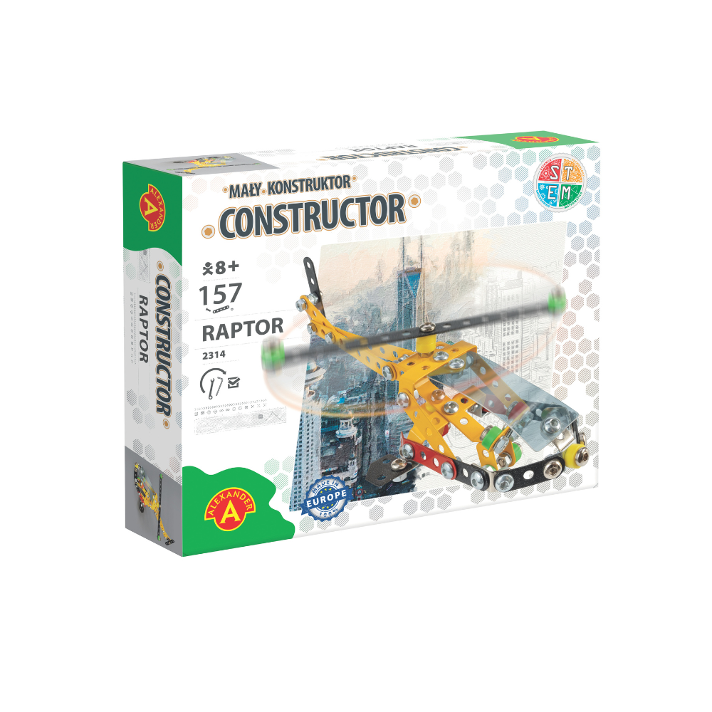 Joc de constructie Elicopter Raptor Constructor, 157 piese, + 8 ani, Alexander Toys