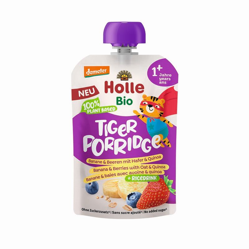 Piure Bio din fructe cu cereale Porridge, +1 an, 110 g, Tiger, holl