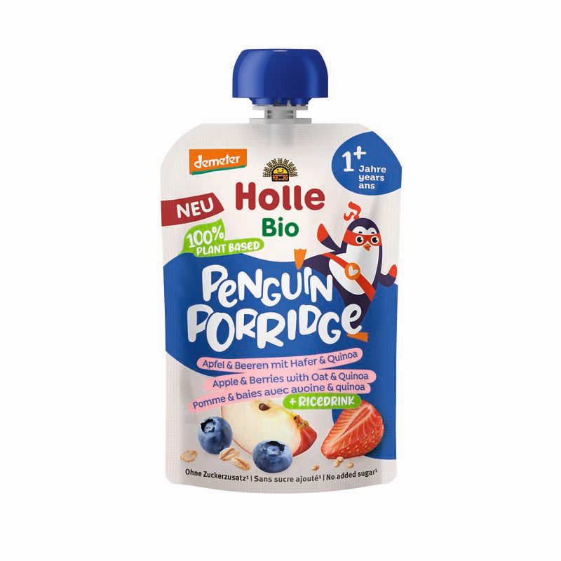 Piure Bio din fructe cu cereale Porridge, 110 g, Penguin, Holle