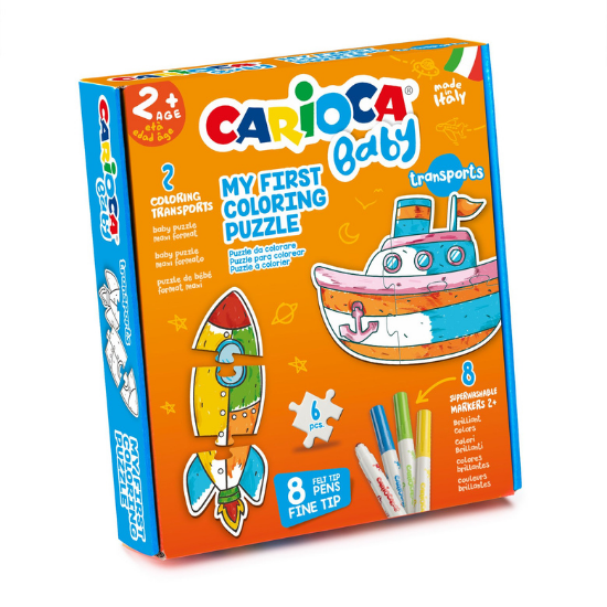 Set puzzle si 8 carioci Transports Baby +2 ani, Carioca     