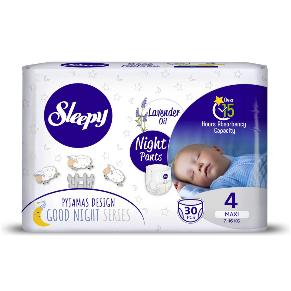 Scutece chilotel pentru bebelusi Night, Nr 4 maxi, 7-14 kg, 30 bucati, Sleepy