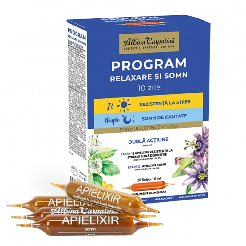 Program relaxare si somn, 20 fiole x 10 ml, Albina Carpatina