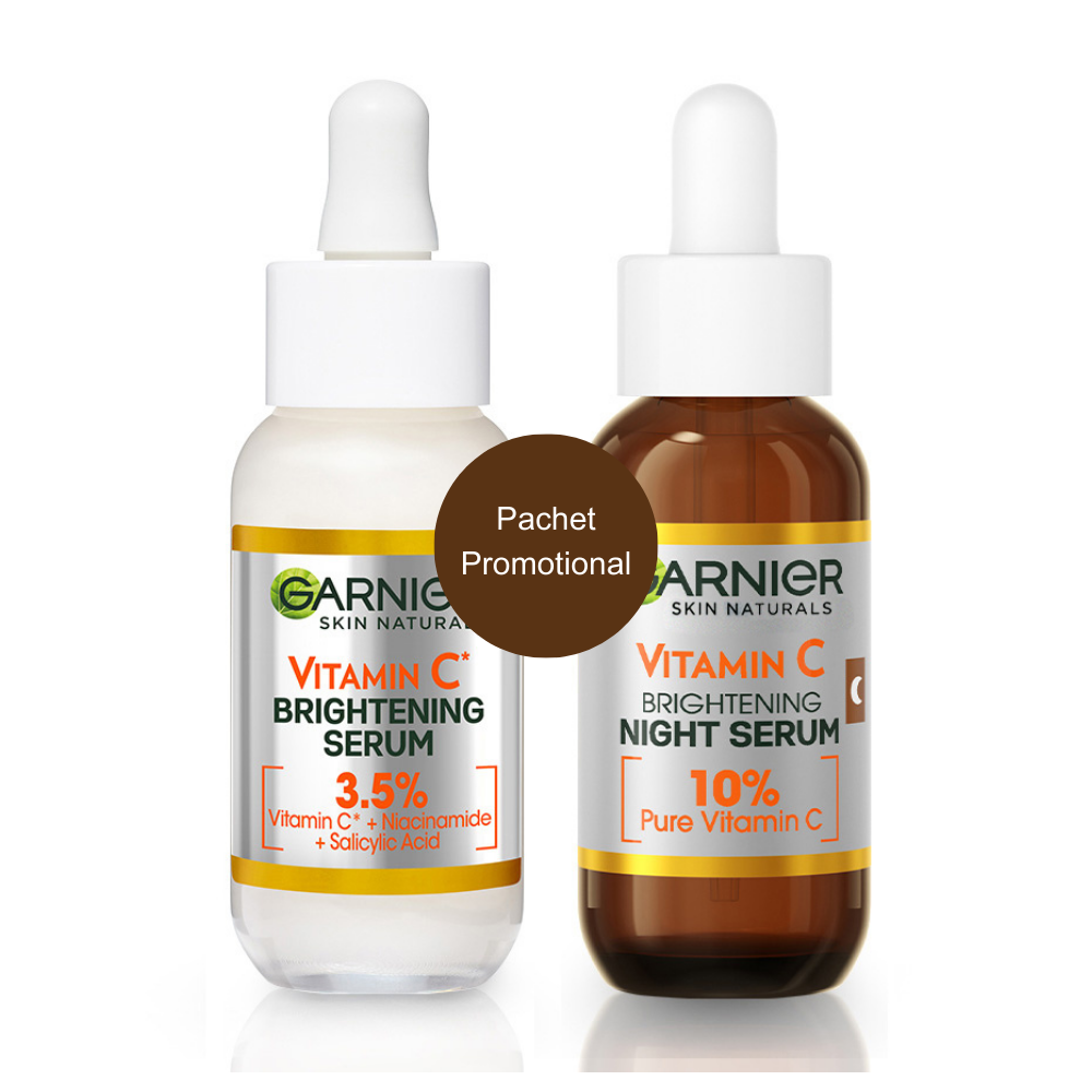 Pachet Serum cu Vitamina C Garnier Skin Naturals + Serum de noapte, 30 ml + 30 ml, Garnier