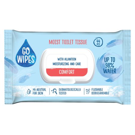 Hartie igienica umeda Comfort, 44 buc, Go  Wipes