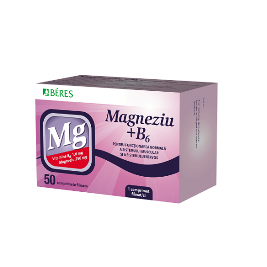 Magneziu 250 mg + Vitamina B6, 50 comprimate, Beres