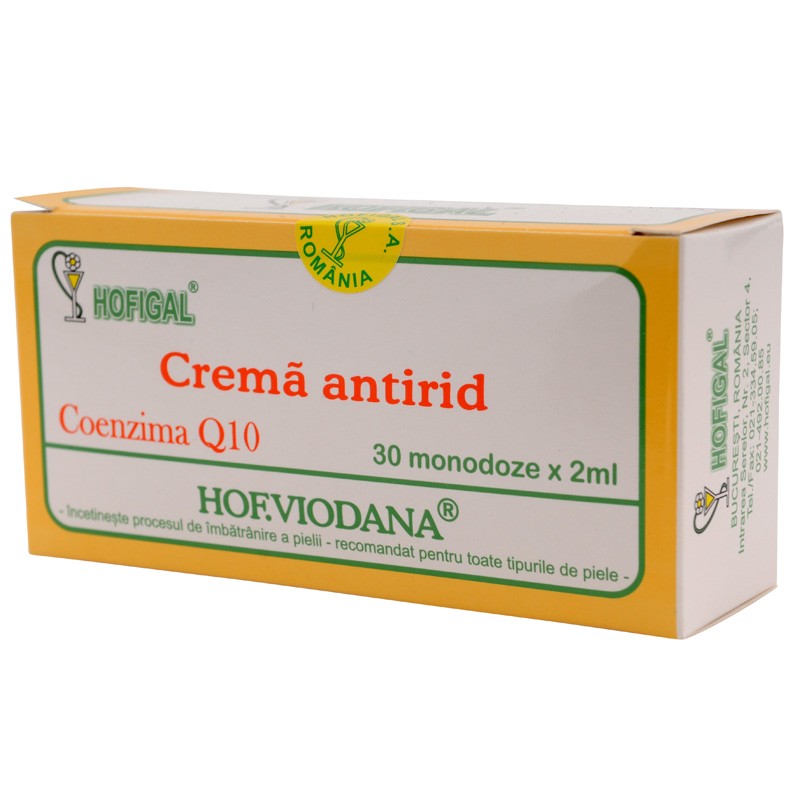 Crema antirid cu Coenzima Q10, 30 monodoze, Hofigal