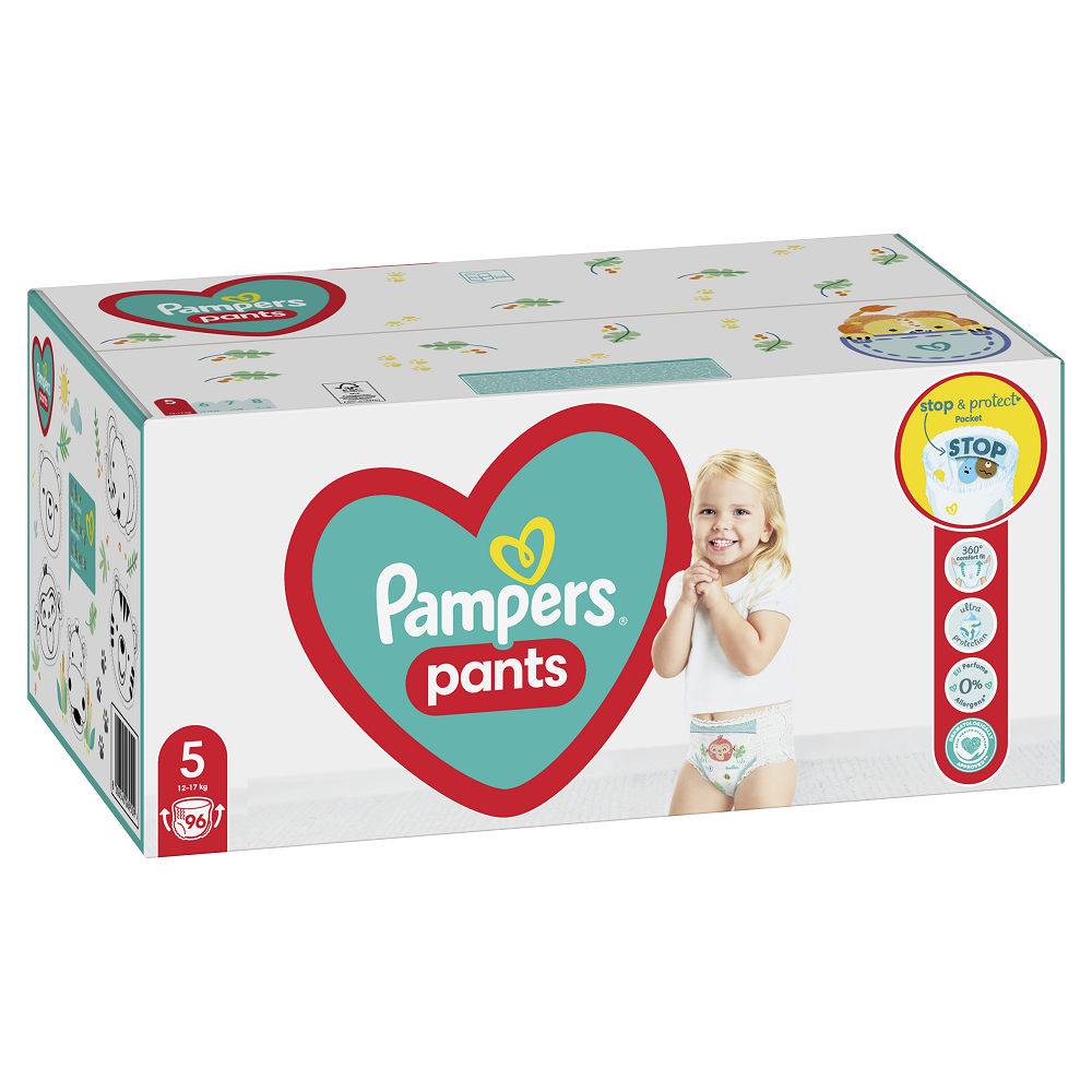 Scutece Pants Stop&Protect, Nr. 5, 12-17 kg, 96 buc, Pampers