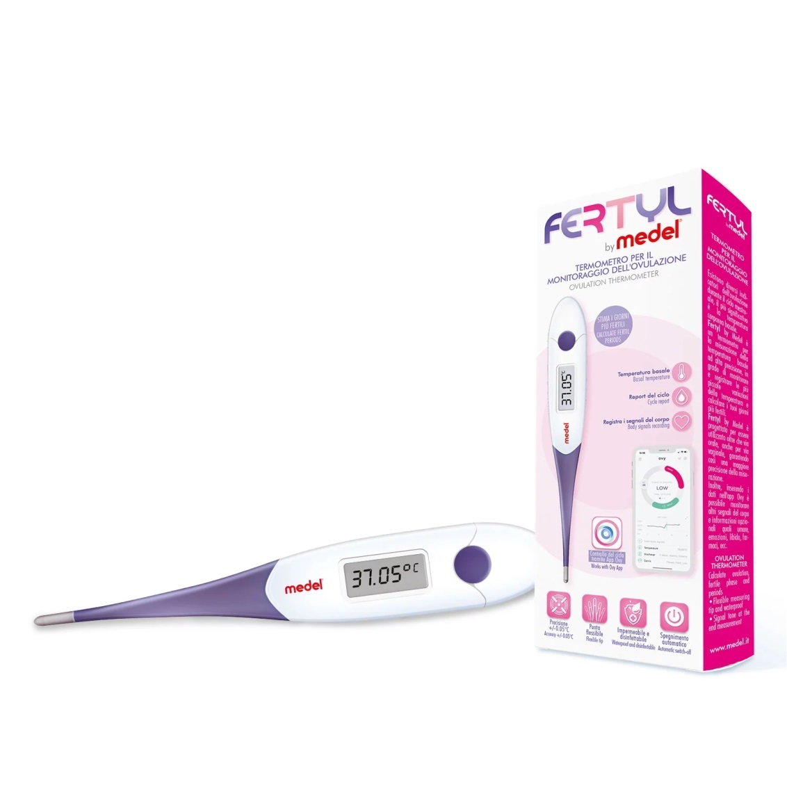 Termometru bazal pentru monitorizarea ovulatiei cu aplicatie pentru Smartphone, 95223, Fertyl, Medel