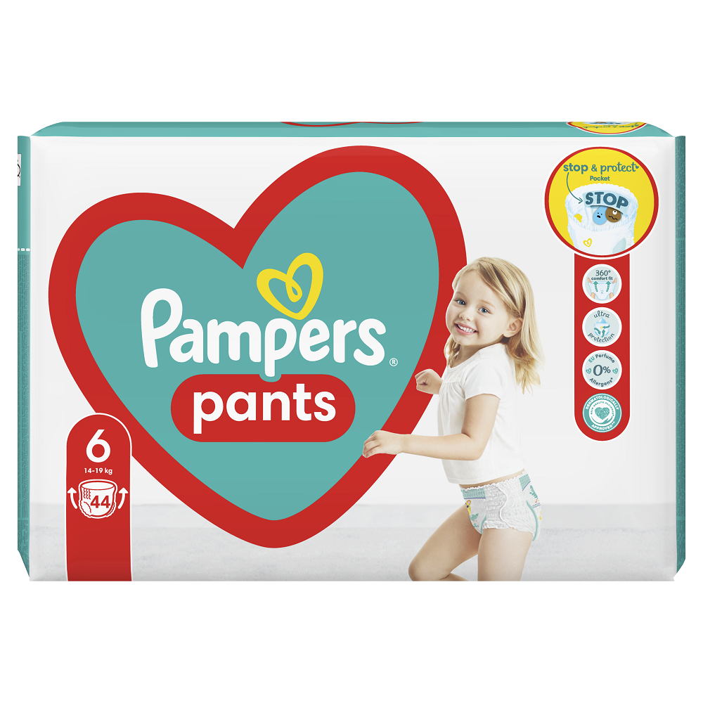 Scutece Pants Stop&Protect, Nr .6, 14-19 kg, 44 buc, Pampers