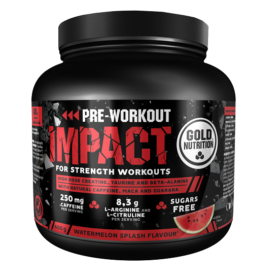 Pre workout impact, aroma Pepene, 400 gr, Gold Nutrition