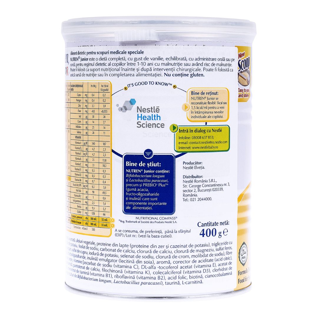 Formula de lapte praf cu aroma de vanilie Nutren Junior, +12 luni, 400 g, Nestle 535305