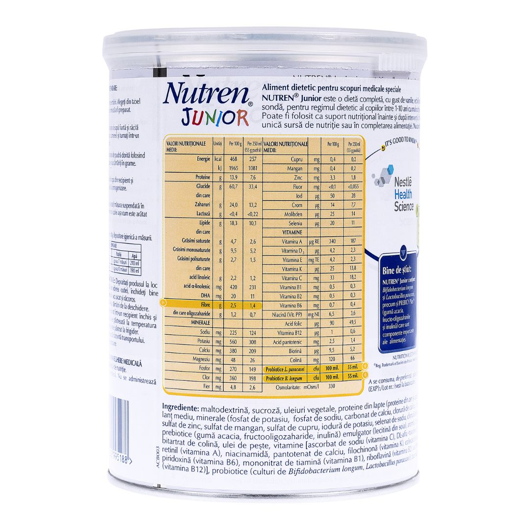 Formula de lapte praf cu aroma de vanilie Nutren Junior, +12 luni, 400 g, Nestle 535304