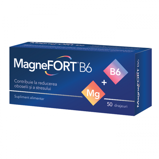 Magneziu Forte cu Vitamina B6, 50 drajeuri, Biofarm