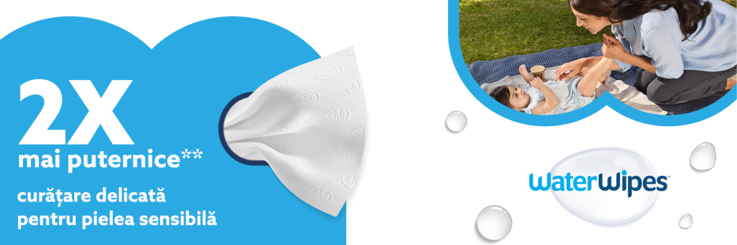 Servetele umede pentru bebelusi fara parfum, 0 luni+, 4x60 bucati, WaterWipes