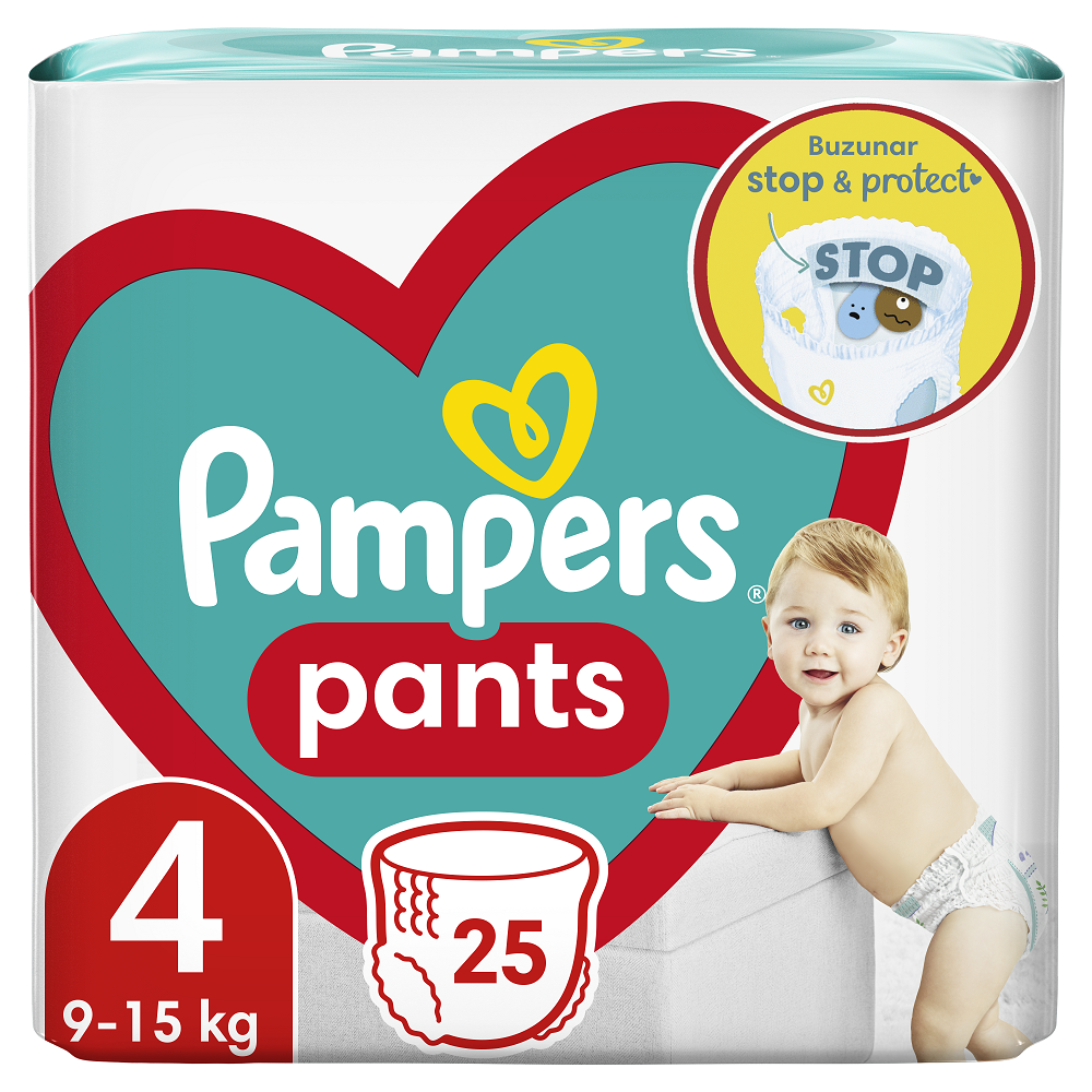 Scutece Pants Stop&Protect, Nr. 4, 9-15 kg, 25 buc, Pampers