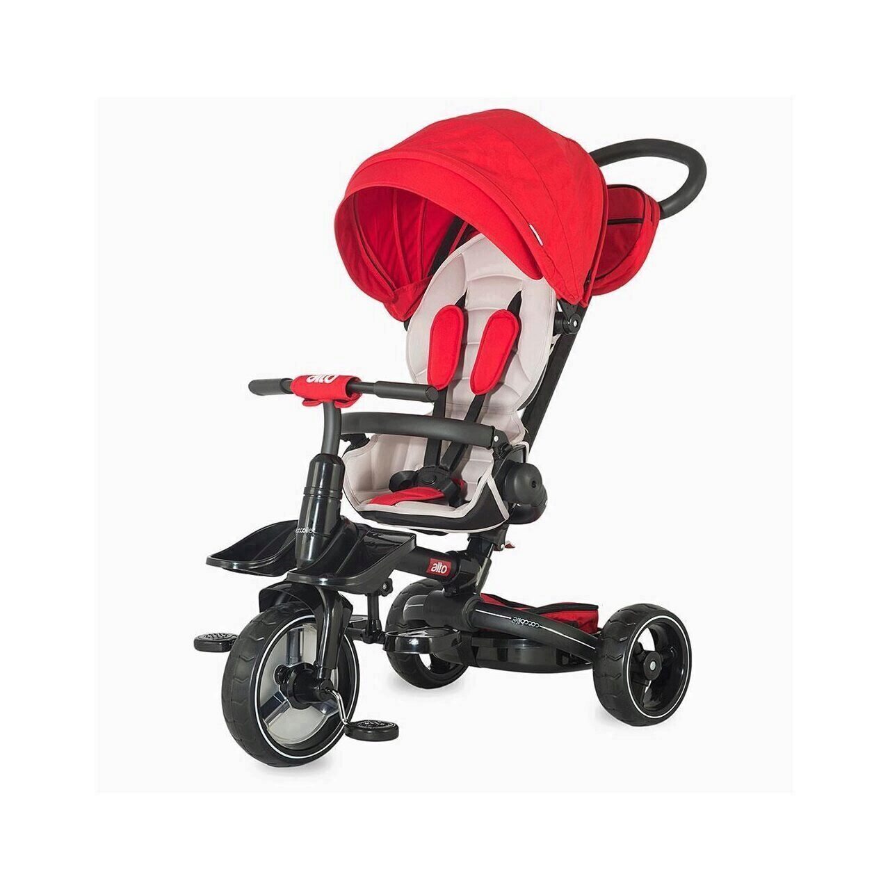 Tricicleta multifunctionala pentru copii Alto, +10 luni, Rosu, Coccolle
