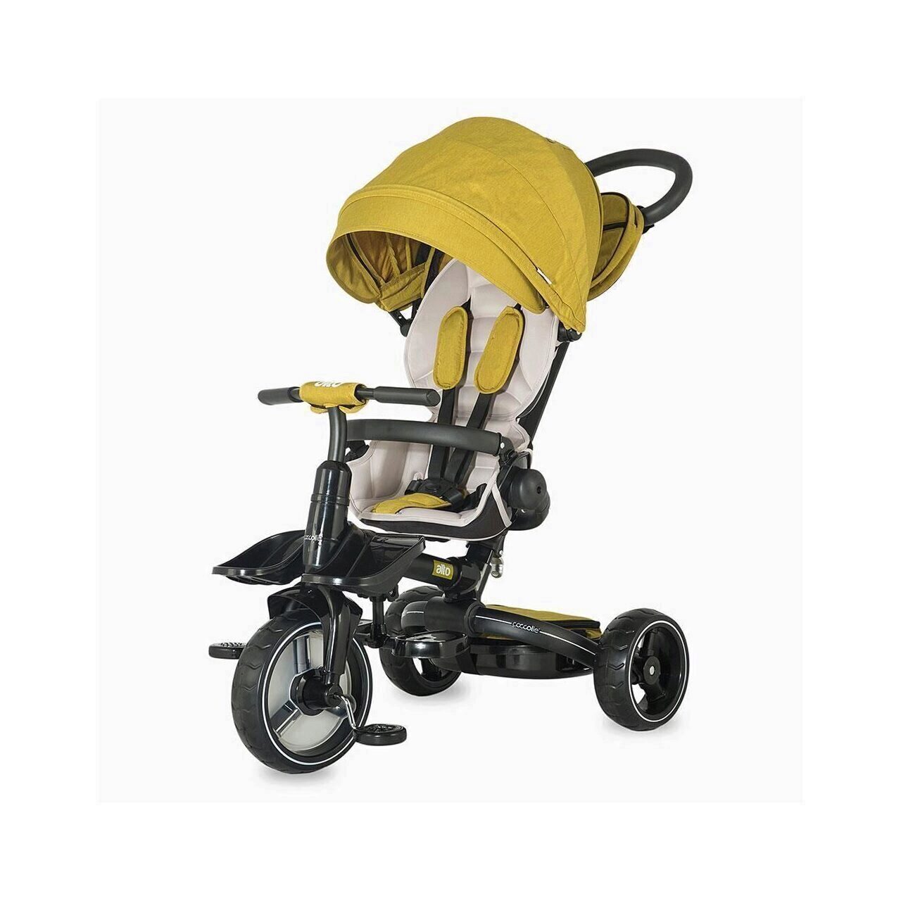 Tricicleta multifunctionala pentru copii Alto, +10 luni, Mustar, Coccolle