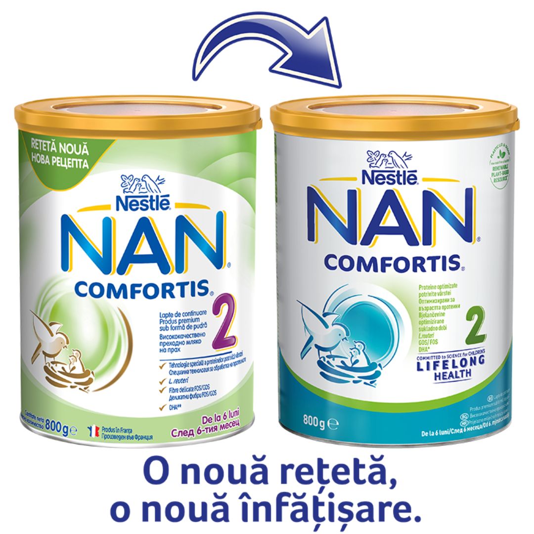 Formula de lapte de continuare Nan 2 Comfortis, +6 luni, 800 g, Nestle 534472
