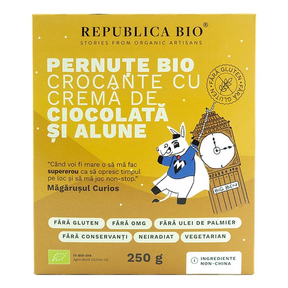 Pernute Bio crocante cu crema de ciocolata si alune, 250 g, Republica Bio