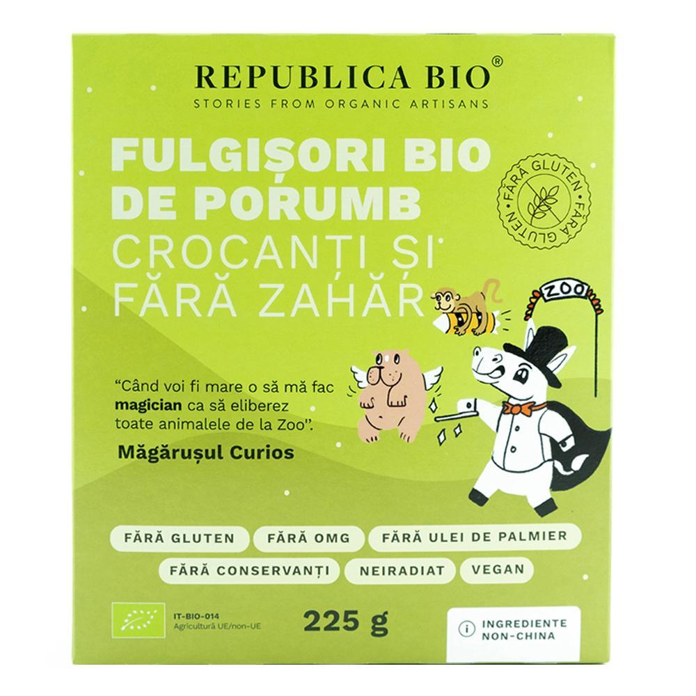 Fulgisori Bio crocanti de porumb fara zahar, 225 g, Republica Bio