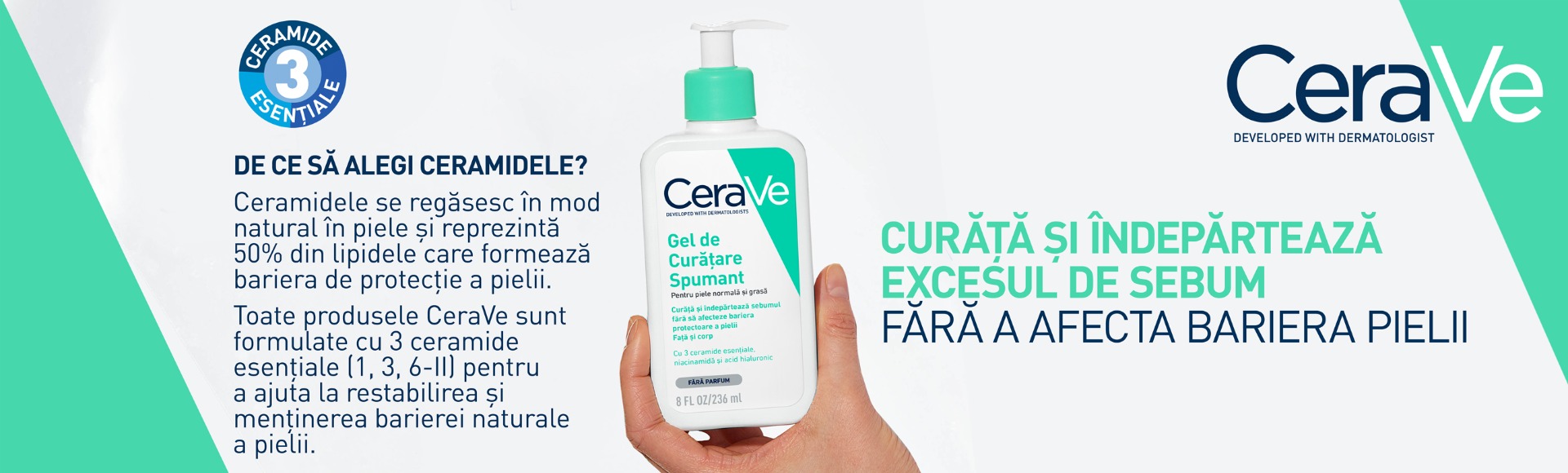 	 Pachet Gel de curatare spumant pentru pielea normala si grasa, 2x236 ml, CeraVe