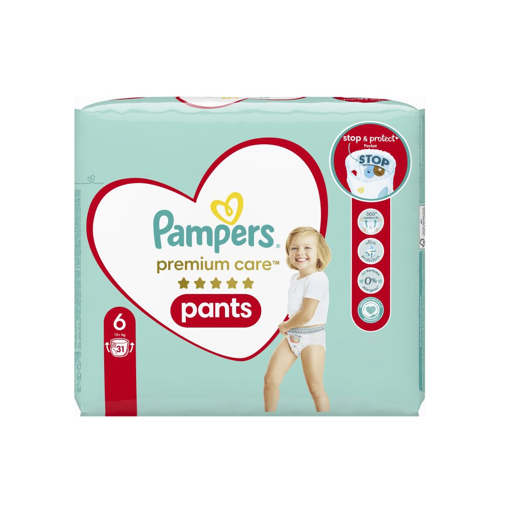 Scutece Pants Premium Care, Nr. 6, +15 kg, 31 buc, Pampers