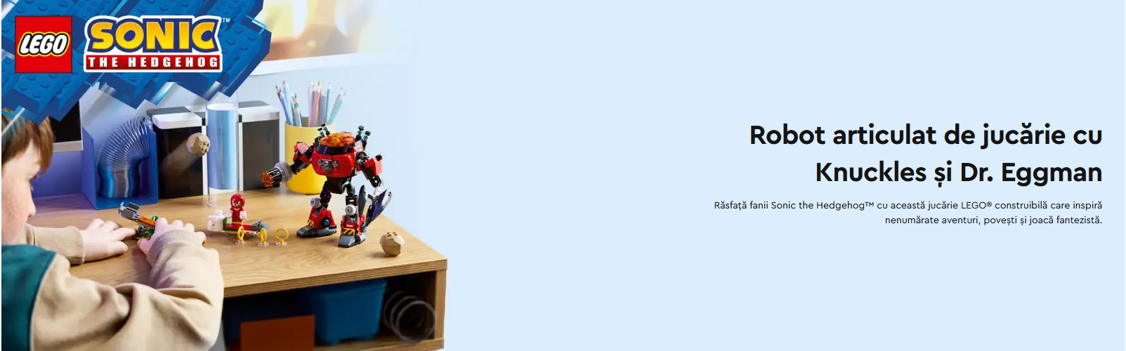 Knuckles vs Dr. Eggman si robotul Egg Crusher, 8 ani+, 77005, LEGO Sonic