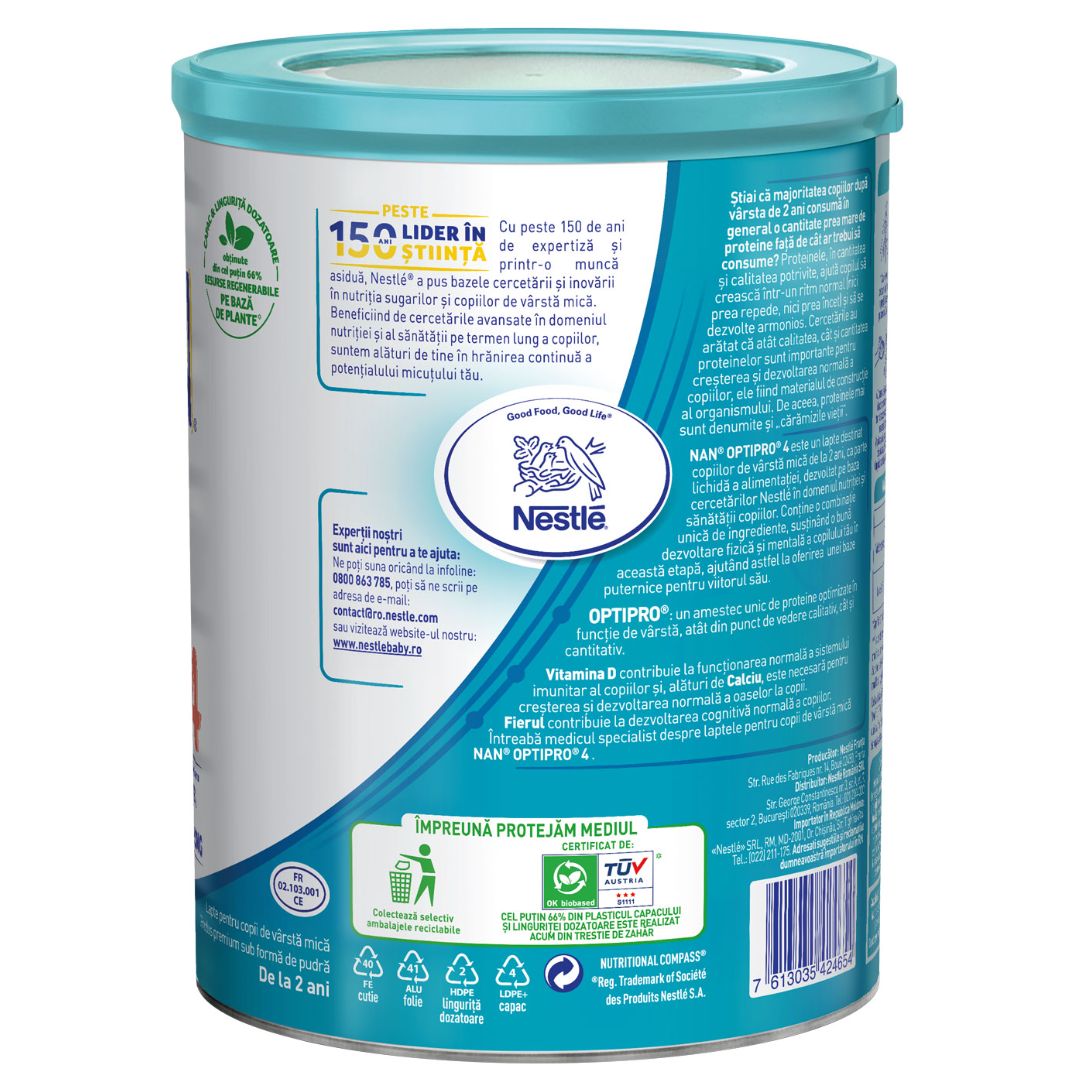 Formula de lapte Nan 4 Optipro, +2 ani, 800 g, Nestle 534628
