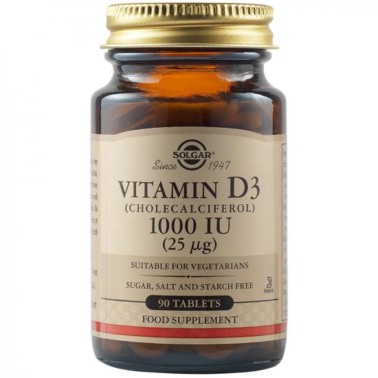 Vitamina D3 1000UI, 90 tablete, Solgar
