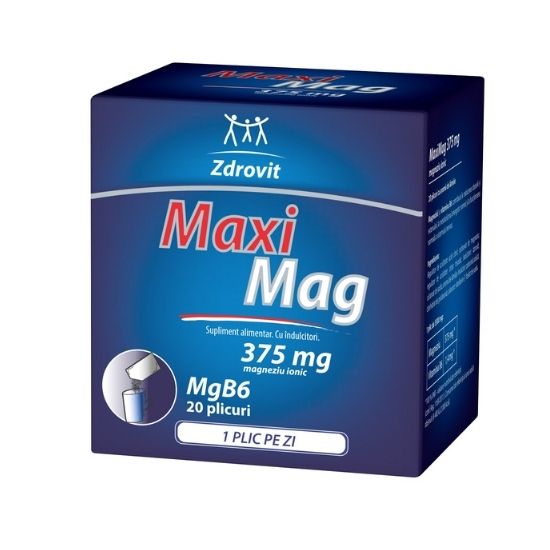 Maximag, 375 mg Magneziu Ionic + Vitamina B6, 20 plicuri, Zdrovit