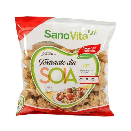 Cuburi vegetale din soia, 100 g, Sanovita
