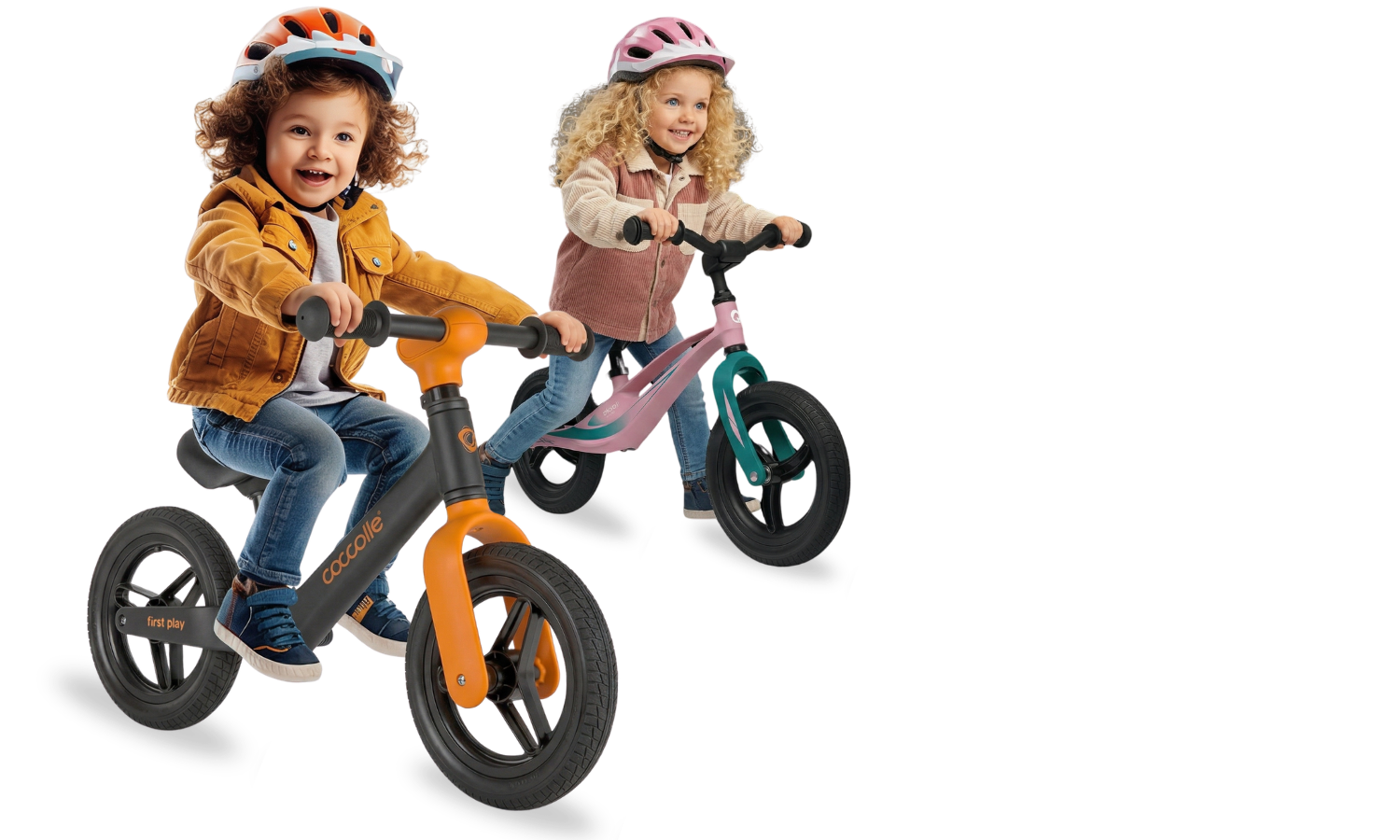 Copil pe bicicletă fără pedale
