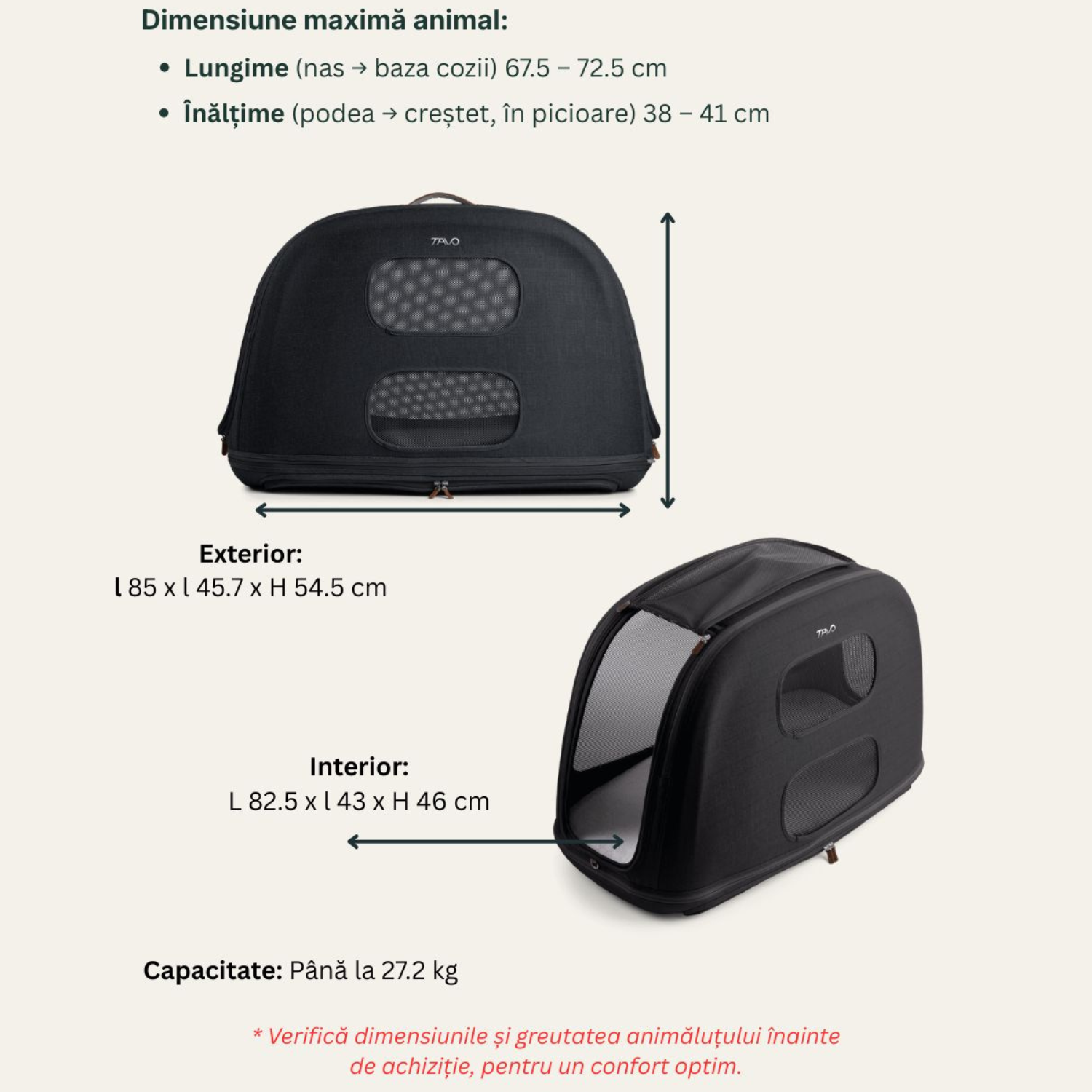 Dimensiuni si capacitate Tavo Crispin Large Onyx