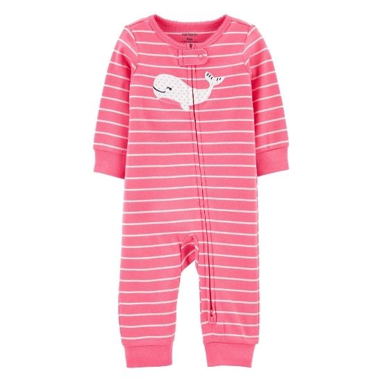 Pijama roz, model balena, 3 luni, Carters