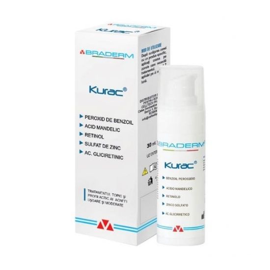 Crema pentru tratamentul acneei, Kurac, 30ml, Braderm