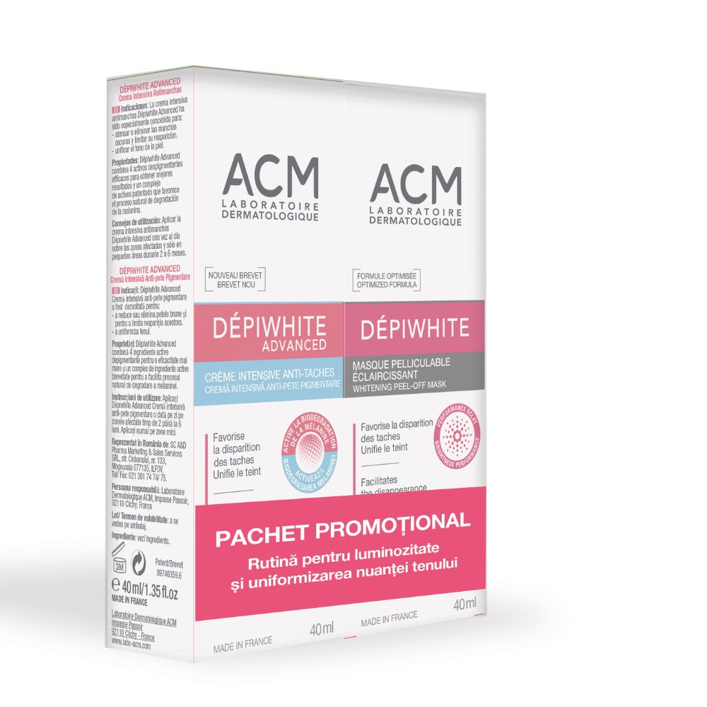Pachet Crema  Advanced + Masca Peel-Off Depiwhite, 40 ml+40ml, ACM