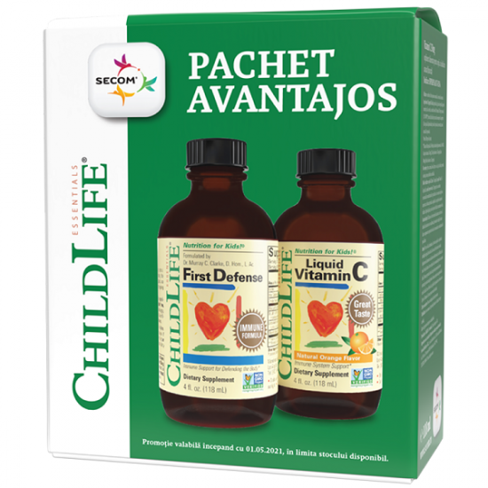 Pachet First Defense Sirop, 118.5 ml + Vitamina C pentru copii, 118.50 ml, Childlife Essentials