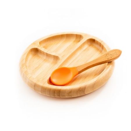 Set farfurie si lingurita din bambus